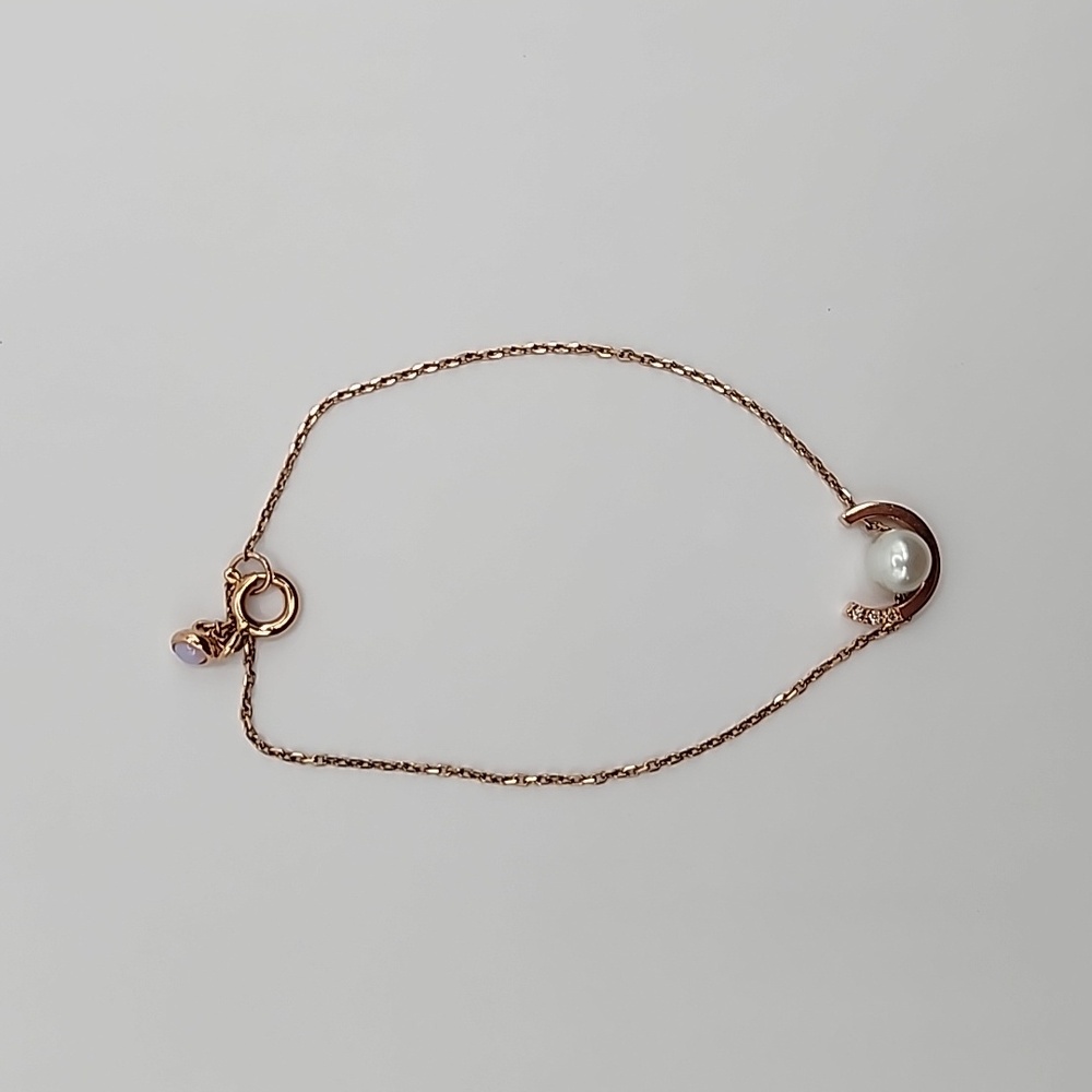 Didier Dubot 14k Rose Gold Diamond Bracelet with Pearl (New)